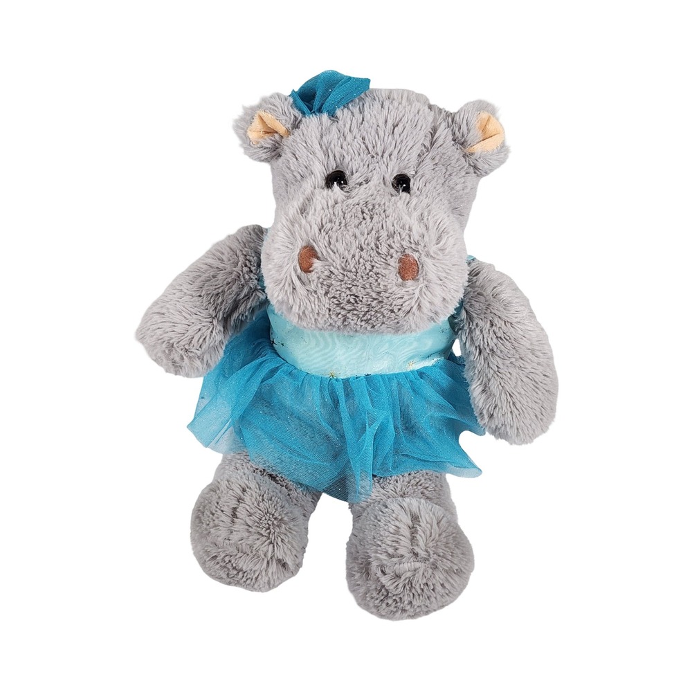 Dan Dee Collector's Choice Grey Hippo Ballerina Plush Turquoise Tutu Stuffed Toy